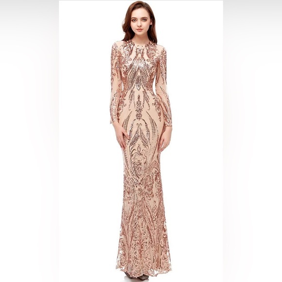 Two piece formal gold dress - Picture 5 of 9